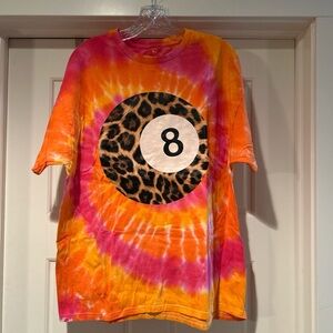 Tie-Dye Leopard Print 8 Ball Tee